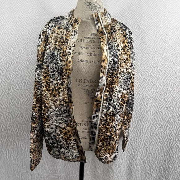 Ruby Rd. Jackets & Blazers - Ruby Rd Crinkle Jacket Womens Plus 2X Animal Print Cheetah Print Zip Up